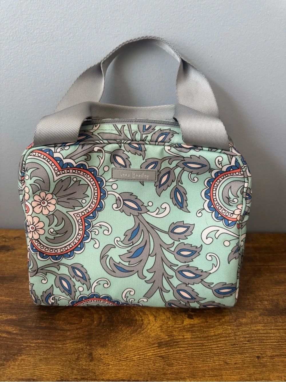 Vera‎ Bradley Insulated Lunch Tote Mint Green Paisley Floral Lunch Bag Zip